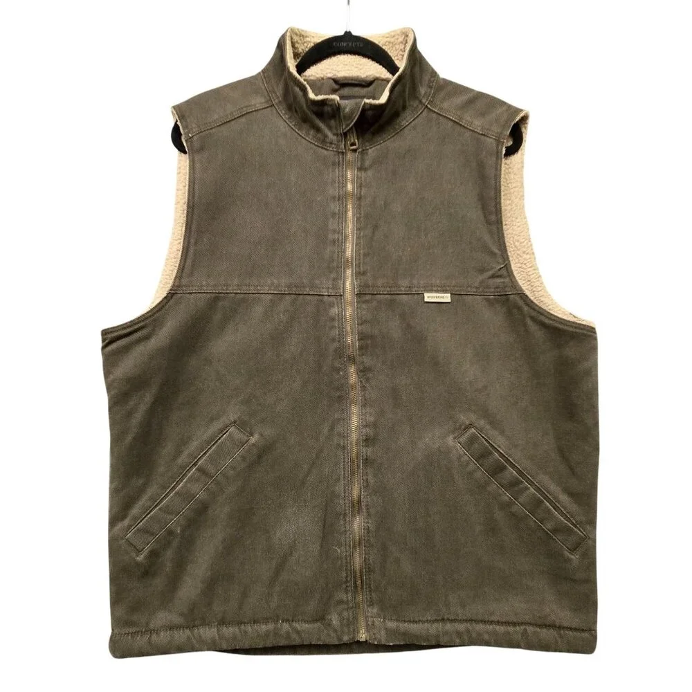 Wolverine Mens L Brown Upland Sherpa-Lined Canvas Vest Work Ranch Western‎